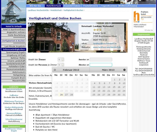 Buchung über die eigene Homepage